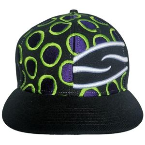 3/$25 SMITH Black Trucker Baseball Hat Cap w/ White, Green & Purple Embroidery